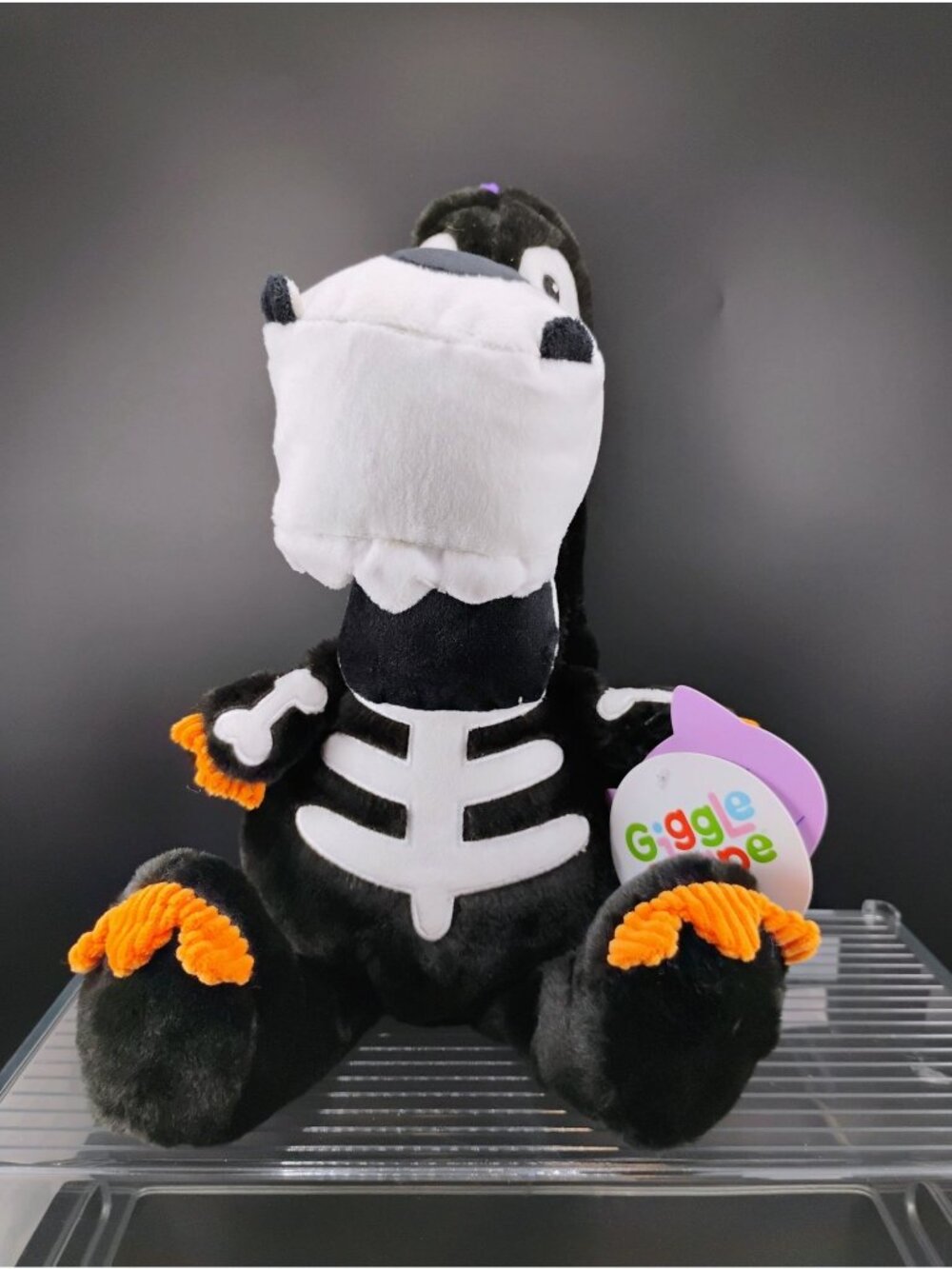 Giggle Scape Black Dinosaur Skeleton Plush Toy 12" Ages 1+